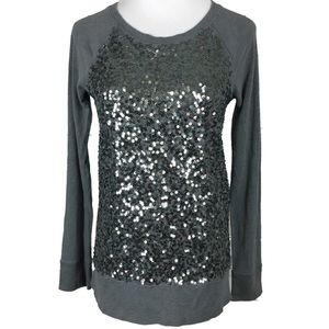 J. Crew Woman's Gray Sequin Sweatshirt NYE